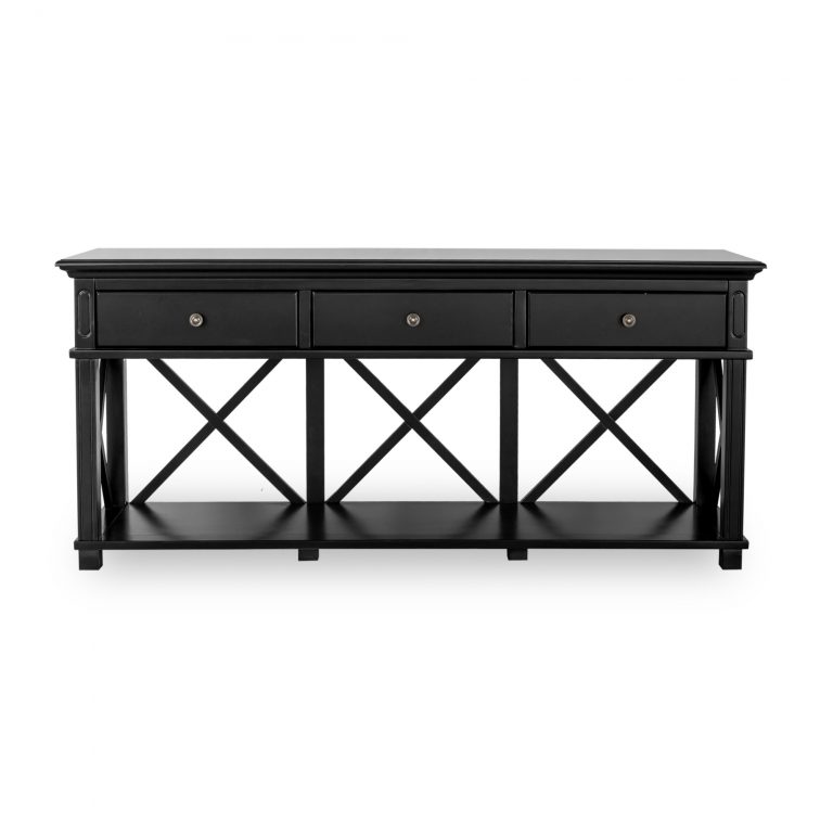 Sorrento 3 Drawer Black Console Table (Due Dec 22) Country Interiors