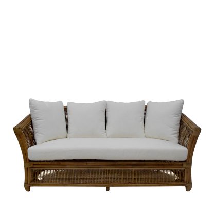 Cayman Rattan 2 Seat Sofa w Cream Cushions