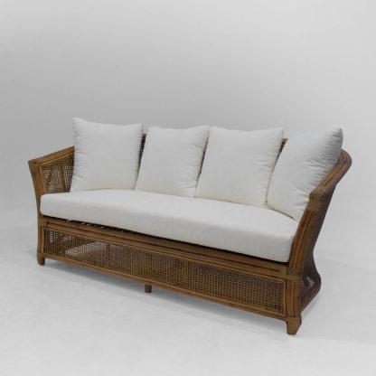 Cayman Rattan 2 Seat Sofa w Cream Cushions - Image 2