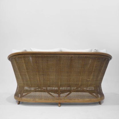 Cayman Rattan 2 Seat Sofa w Cream Cushions - Image 4