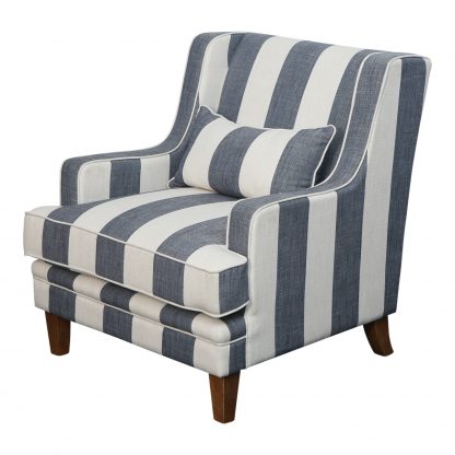 Bondi Armchair Denim & Cream Stripe - Image 2