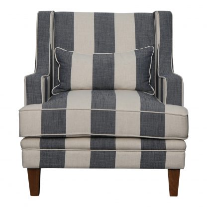 Bondi Armchair Denim & Cream Stripe