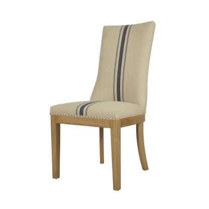 Oakwood Linen Dining Chair Blue Stripe - Image 2